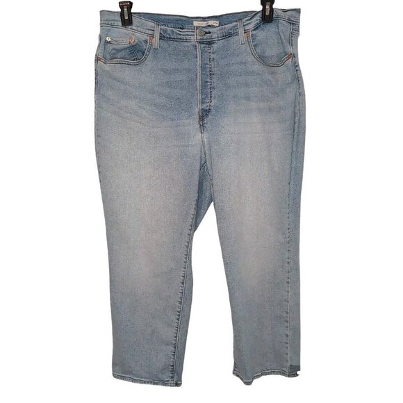 Levi's Denim - Levi's Ribcage Straight Cropped Jeans Womens Plus Size 22W Button Fly Light Wash